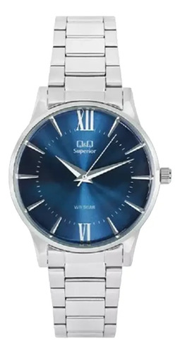 Reloj Q&q Malla Acero Inox Fondo Azul S398j212y Febo