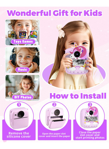 Cámara Yingoot Kids Instant Print De 48 Mp Y 1080p Con Funda
