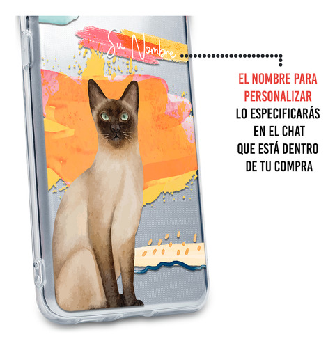Funda Para Zte Mujer Gatito Siamés Acuarela Con Tu Nombre