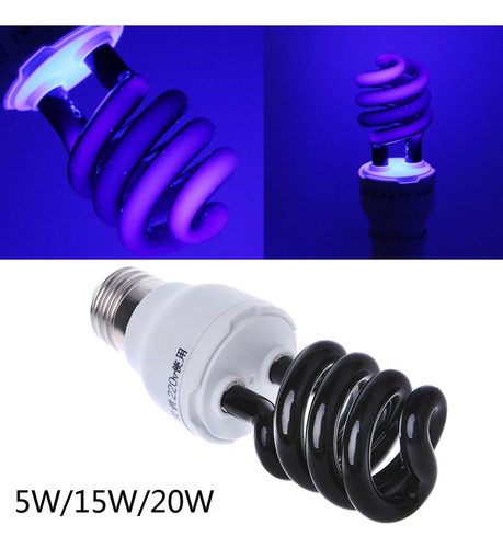 I E27 5/15/20w Uv Ultravioleta Fluorescente Luz Negra Cfl