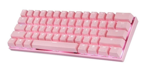 Imagen 3 de 3 de Teclado gamer bluetooth Motospeed CK62 QWERTY Outemu Red inglés US color rosa con luz RGB