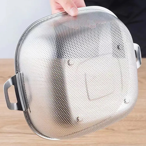 Colador Escurridor De Cocina Acero Inoxidable Cuadrado 24 Cm