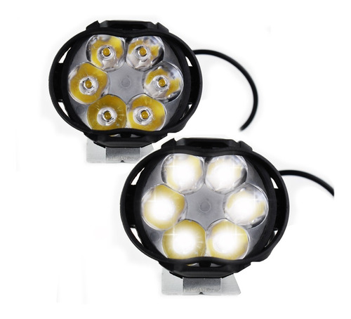 Par Faros 6 Hiper Led Ovalo Auxiliar Con Estrobo 