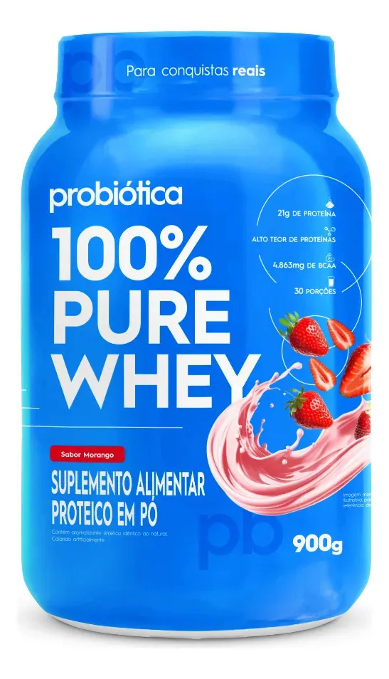 Whey Concentrado 100% Pure Whey Morango 900g Probiótica