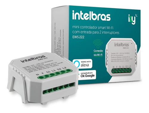 Interruptor Controlador De Cargas Wifi 2/2 Ews 222 Intelbras