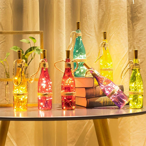 5 Juegos De Luces Led Para Botellas De Vino Con Corchos