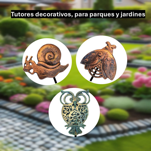 Set Pincho Deco, Tutor De Plantas Pintura Epoxy, Fundición.. Patina Verde / Cobre 2