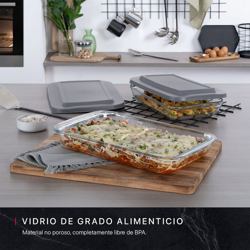 Set 2 Refractarios De Vidrio Para Horno Con Tapa