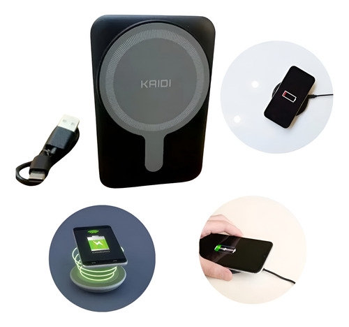 Carregador Mini Power Bank Portátil Celular Indução Kaidi