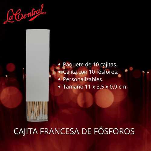 Cajita Blanca Francesa Con 10 Fósforos Caja Con 10 Pzas.