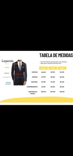 Terno Semi Slim Elegância ( Tamanho 80) Preto Paletó 68 Calça 62