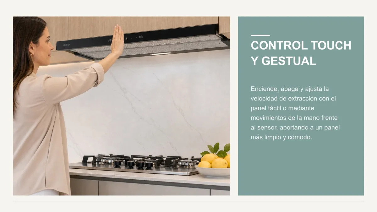 Control touch y control gestual de la Campana Gröner TH90T