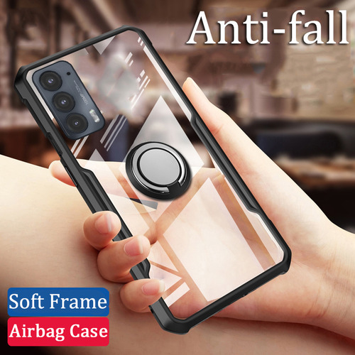 Funda Para Moto Edge 20 Suave Marco Claro Anillo Tener Vidri