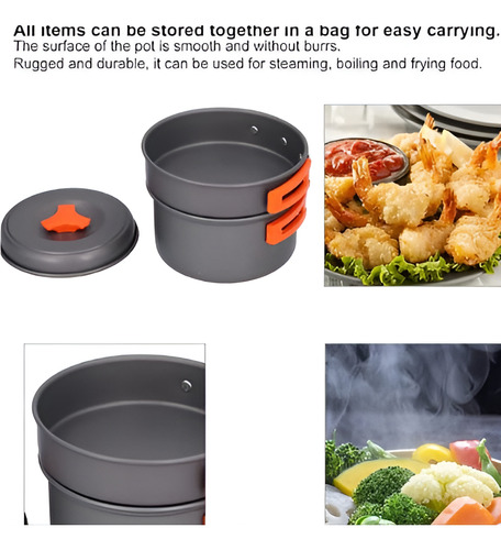 Set Ollas, Kit De Utensilio De Cocina Para Camping, 2persnas