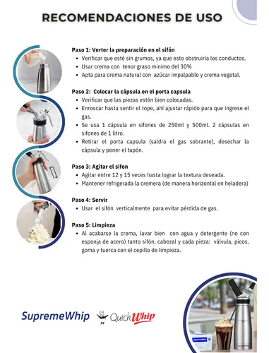 Cremera Sifón Pro 500ml Aluminio + 10 Capsulas N20 Universal