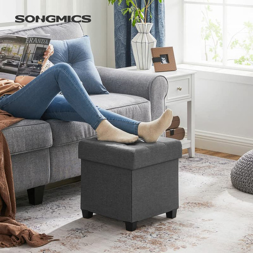 Otomana De Almacenamiento Songmics Gris Oscuro De 38 X 38 X