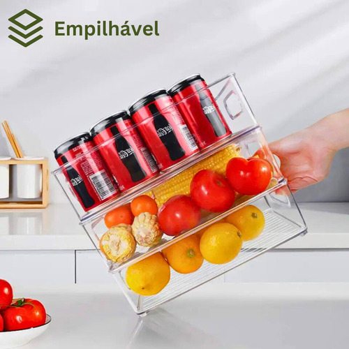 Organizador Geladeira Multiuso Armários Gavetas Kit Com 6 Cor Transparente