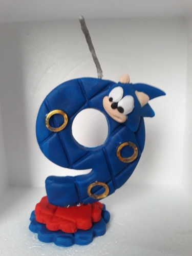Vela Sonic Decorada Biscuit 9 Anos