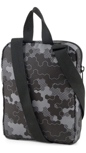 Funda portátil Puma Phase Aop con marco de hardware, color níquel, correa de hombro negra, color negro, diseño de tela suave