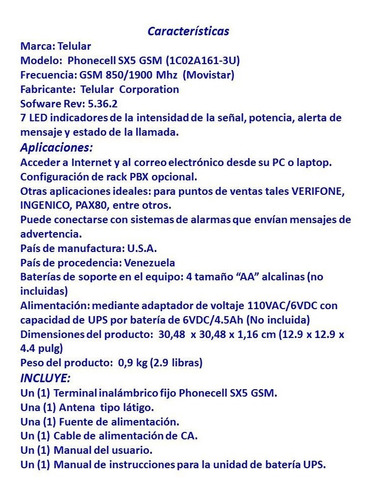 Imagen 7 de 7 de Telular Movistar Sx5