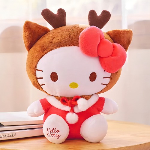 Peluche Hello Kitty Navidad Personaje Sanrio Felpa Suave Color Blanco
