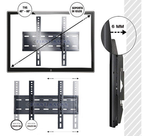 Imagen 3 de 5 de Rack Tv Fijo Lcd Led Curvo 42 A 55 / Tipo Cuadro