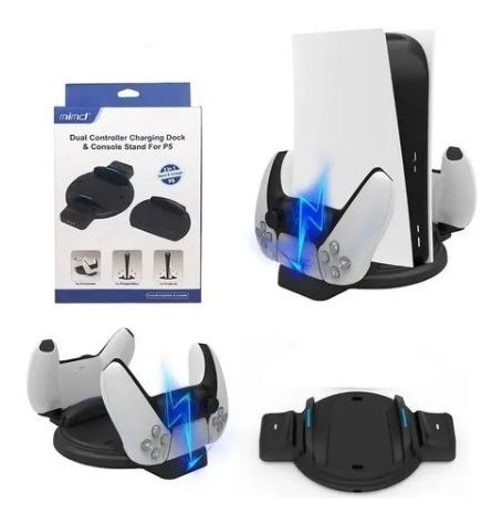 Imagen 2 de 2 de Base De Carga Doble Para Joystick Ps5 + Soporte Consola Usb
