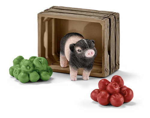 Schleich Cerdo Mini-pig Manzanas Animales Juguete Montessori
