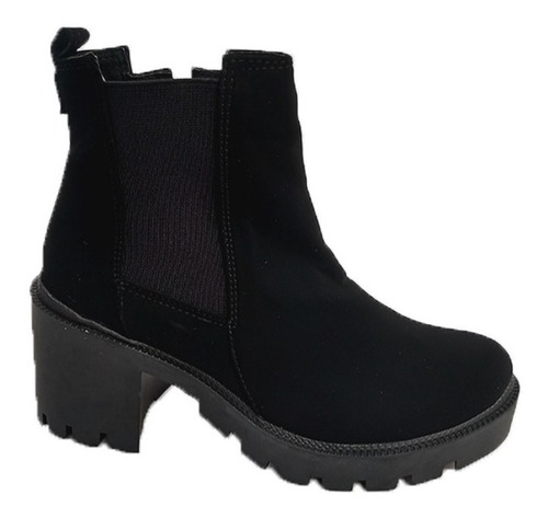 Botines Botas Zapatos Mujer Tacon 5/2 Negro Nobuck 