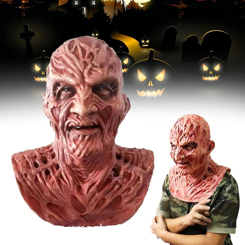 Chapéu de látex Freddy Color, como mostrado, com máscara