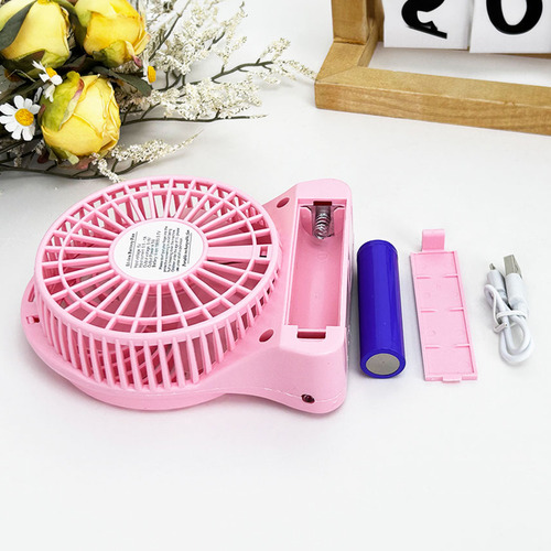Ventilador Portatil De Mesa Usb Mini Con Luz Recargable Color Rosa