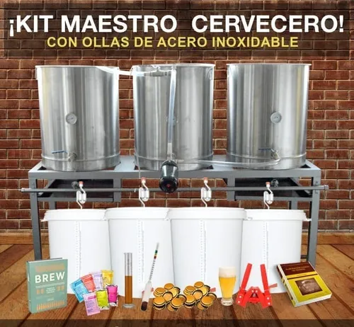 Kit Maestro Cervecero Ollas Inox P/ Hacer Cerveza Artesanal