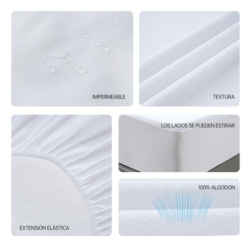 Cubrecolchón Impermeable Toallin A Prueba De Agua King Size Blanco Textura King