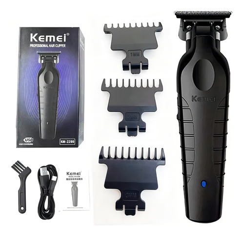 Máquina Acabamento Recarregável Detalhe Cabelo Barba Sem Cor Preto