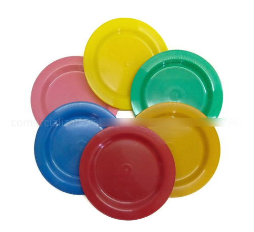 50 Plato Pastelero Eco Plastico De 17 Cm Colores Mayoreo