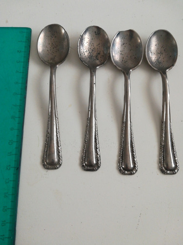 4 Antiguas Cucharitas De Plata Percudidas