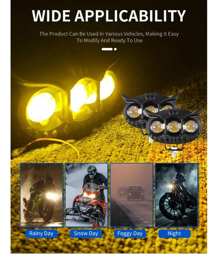 Par Faros De Lupa Led Luz De Moto Auto 5 Modos De Luz Color