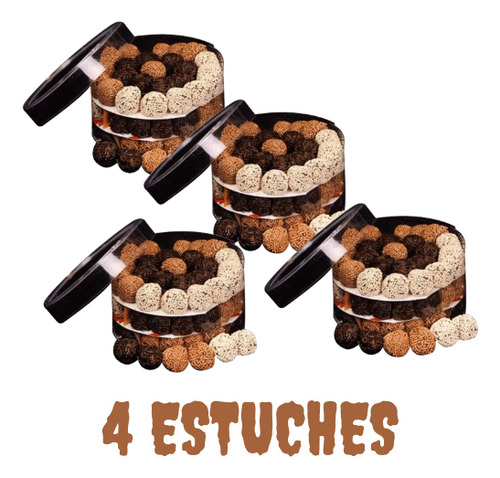 Paquete De 4 Estuches Trufa De Chocolate Tricolor 72 Pzas.