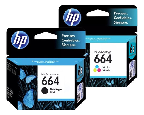 Dúo Cartuchos De Tinta Hp 664 Originales Negro Y Tricolor