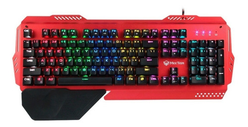 Teclado Gamer Meetion Mk20 Qwerty Inglés Us Color Rojo Con Luz Rgb