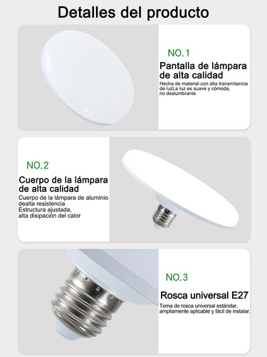 20w Protección Ocular Sin Focos Led Flying Saucer 4pcs Blanco Frío