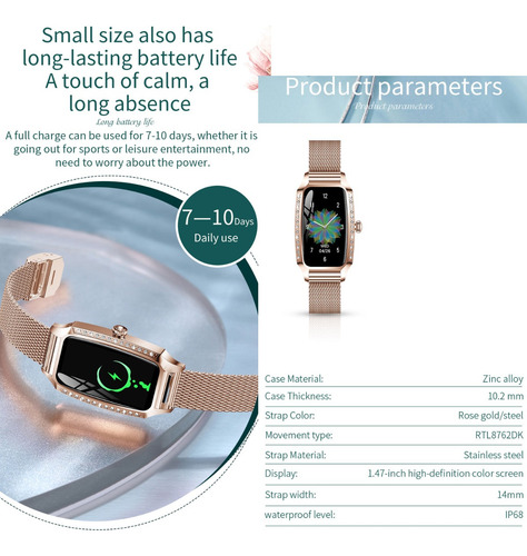 Reloj Smartwatch H8 Plus Mujer P/ Samsung Android iPhone Xia