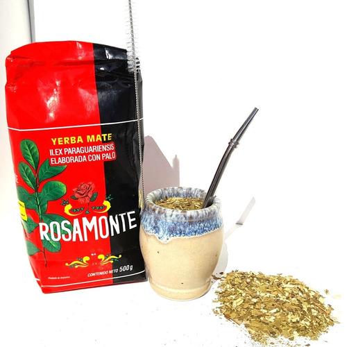 Imagen 2 de 3 de Kit De Mate Argentino Mate- Bombilla - Yerba Mate Y Cepillo
