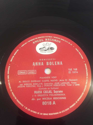 Callas Canta Escenas De Locura Angel Disco Vinilo Lp (Usado)