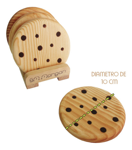 Portavasos De Madera Galleta Base Tazas Porta Vasos