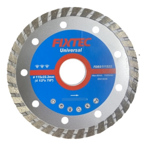 Disco Diamante 4.5'' X 7/8 X 7mm Borde Turbo Concreto Fixtec