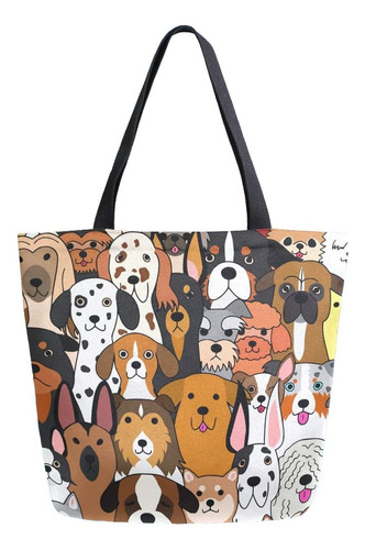 Alaza Bolso Grande De Lona Con Estampado De Perro Garabato, 