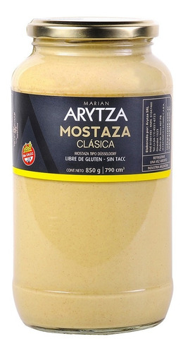 Mostaza Arytza Natural Clasica 850g - Ideal Niños - Sin Tacc