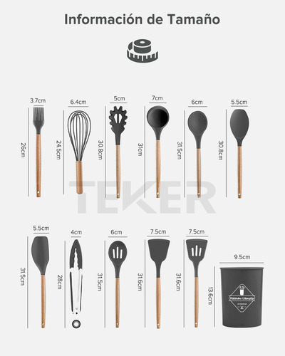 Utensilios De Silicona Teker 12 Espatulas Reposteria Set