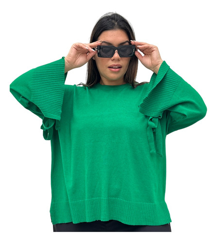 Sweater Mujer De Hilo Oversize Manga Oxford